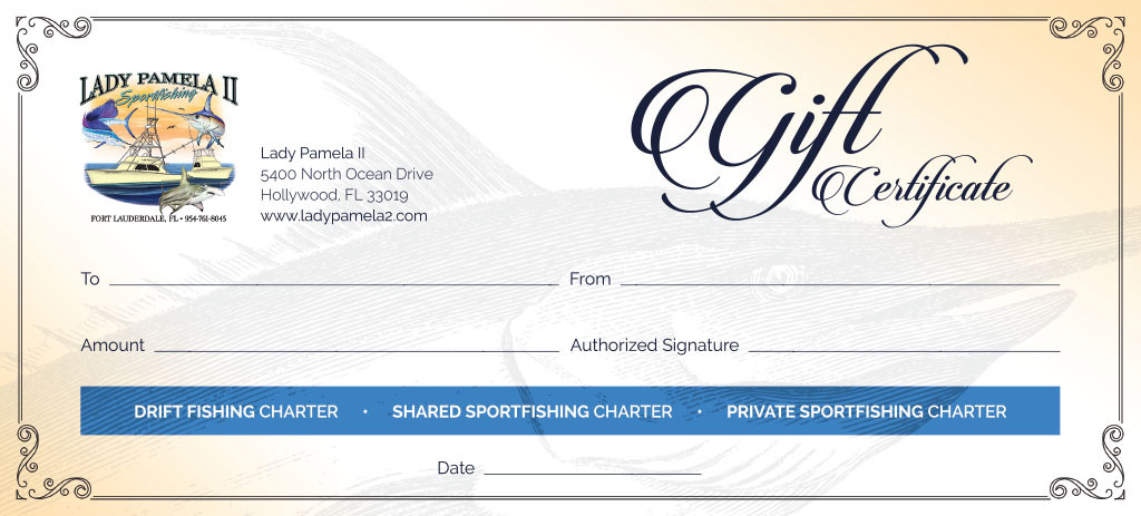 Fishing Charter Gift Certificates For Deep Sea Fishing Gift